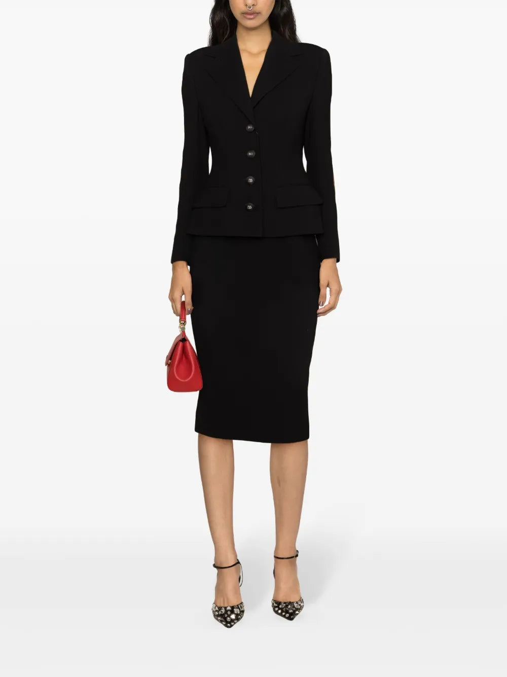 Virgin Wool Pencil Midi Skirt