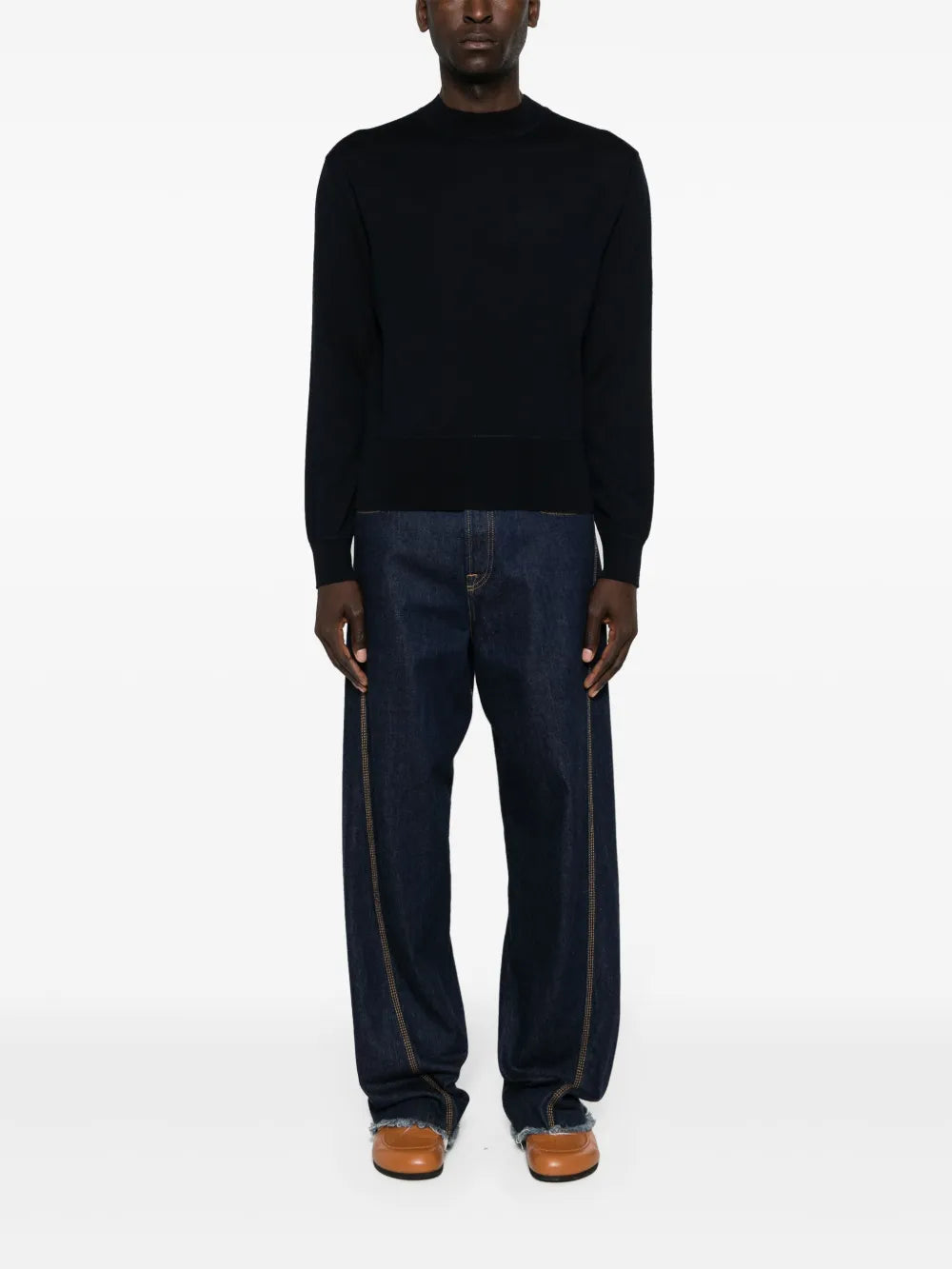 Mock-Neck Drop-Shoulder Jumper