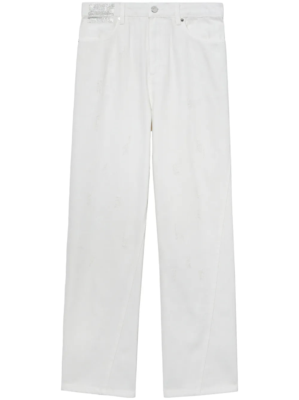 Rhinestone-Embellished Straight-Leg Cotton Jeans