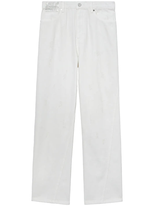 Rhinestone-Embellished Straight-Leg Cotton Jeans