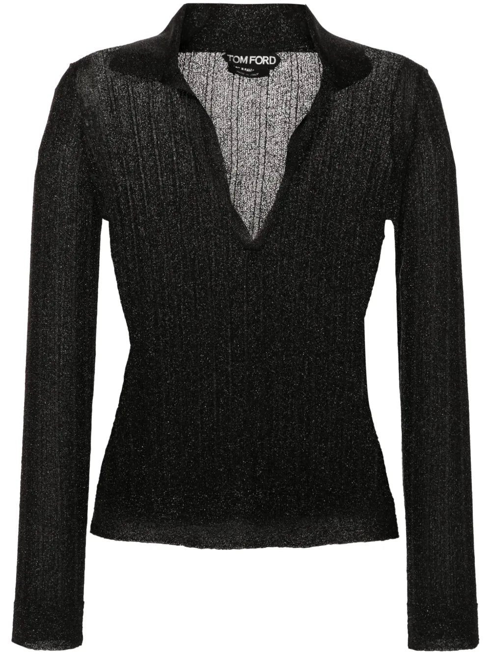 Metallic-Threading Knitted Polo Shirt