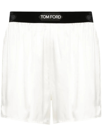 Logo-Waistband Satin Shorts
