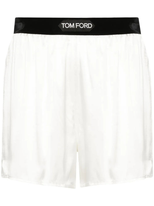 Logo-Waistband Satin Shorts