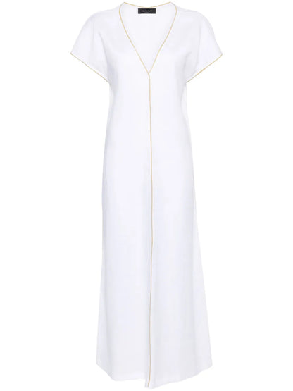 Monili-Chain Linen Maxi Dress