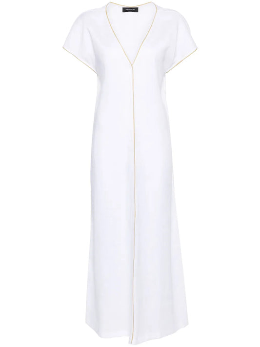 Monili-Chain Linen Maxi Dress