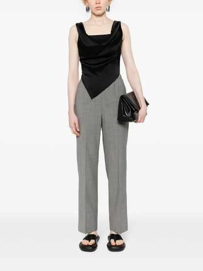 Mélange Straight-Leg Trousers