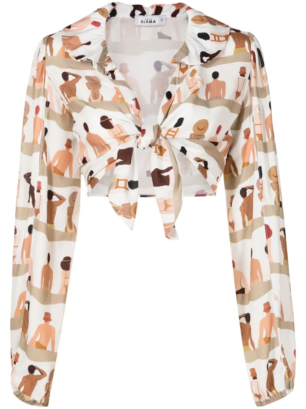 Graphic-Print Cropped Blouse