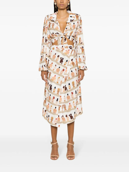 Graphic-Print Cropped Blouse