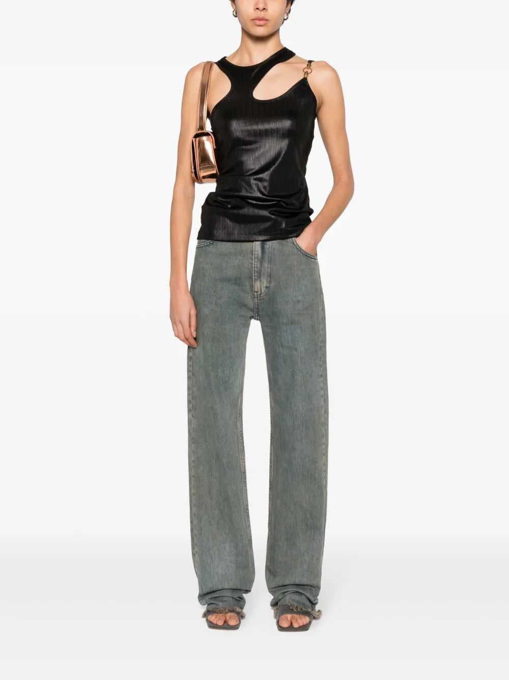 Snake-Detail Ribbed Top