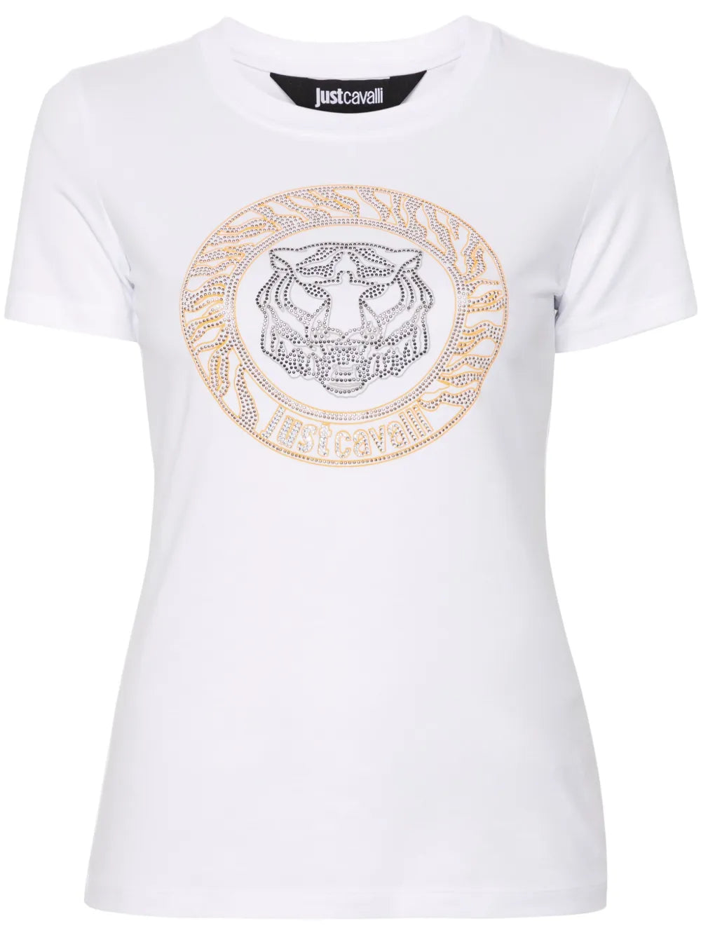 Tiger Head-Motif Studded T-Shirt