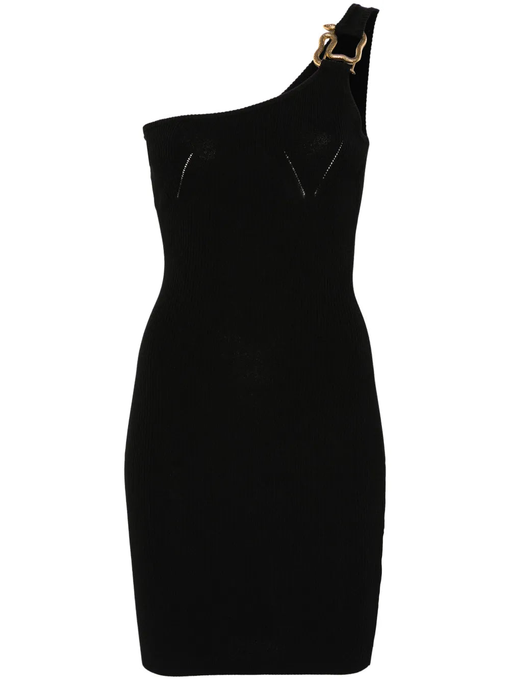 Snake-Detail Ribbed Mini Dress