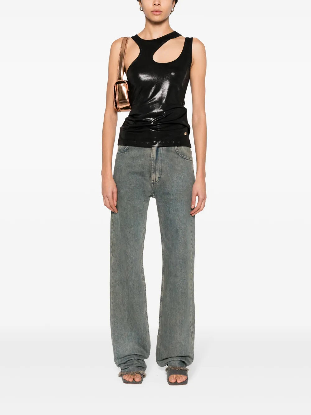 Cut-Out Lamé Top