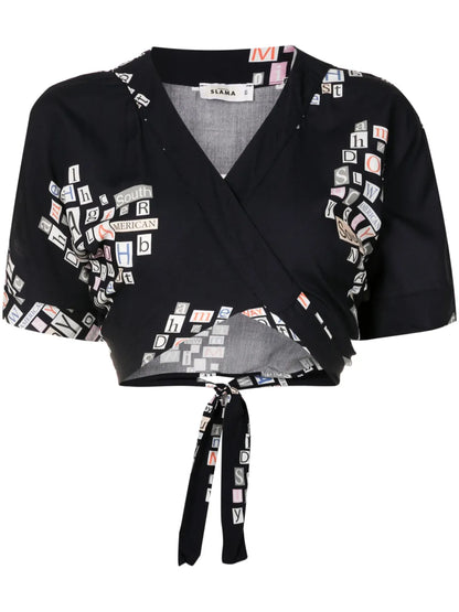 Graphic-Print Cropped Top