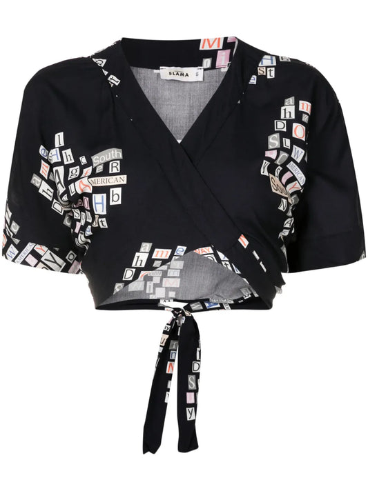 Graphic-Print Cropped Top
