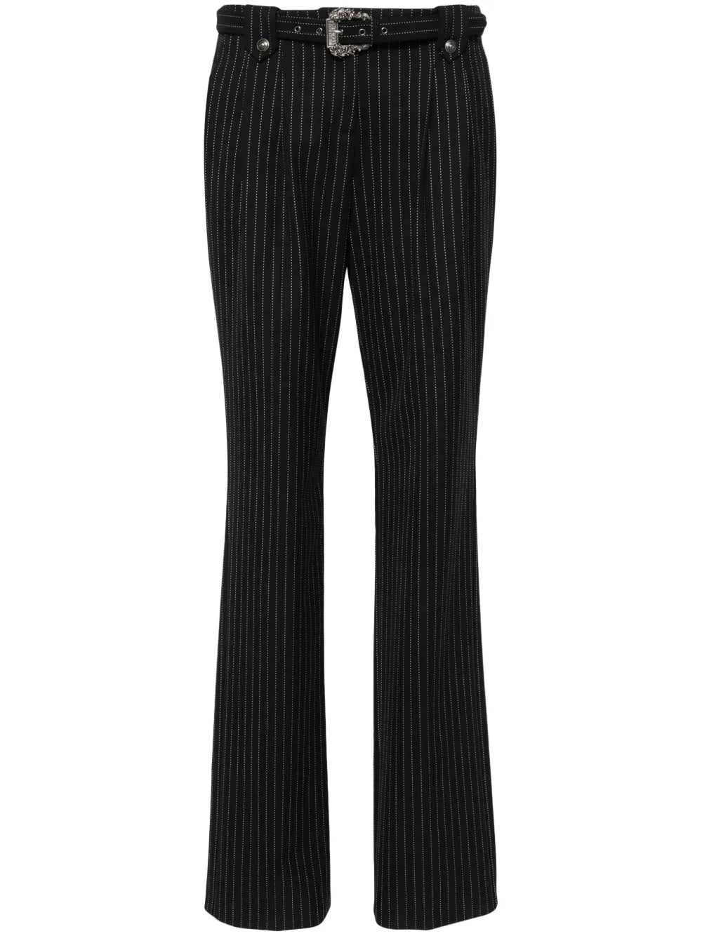 Pinstriped Logo-Engraved Straight Trousers