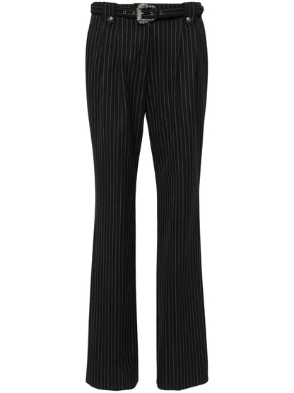 Pinstriped Logo-Engraved Straight Trousers