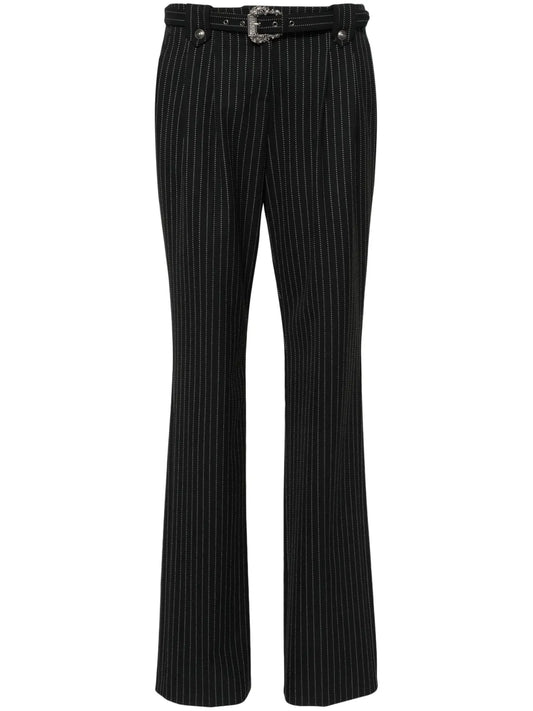 Pinstriped Logo-Engraved Straight Trousers