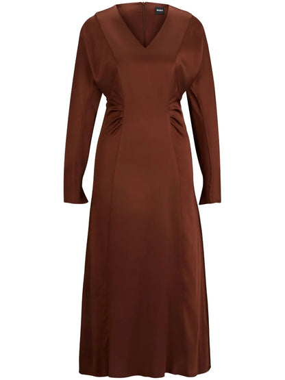 V-Neck Satin Midi Dress