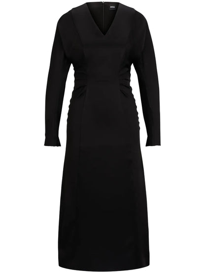 V-Neck Satin Midi Dress