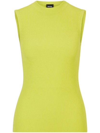 Sleeveless Fine-Ribbed Top