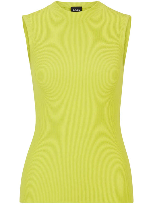 Sleeveless Fine-Ribbed Top