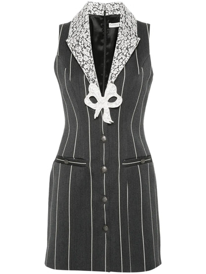 Sleeveless Pinstripe Mini Dress