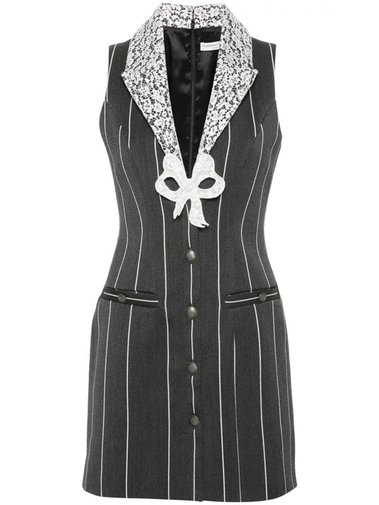 Sleeveless Pinstripe Mini Dress