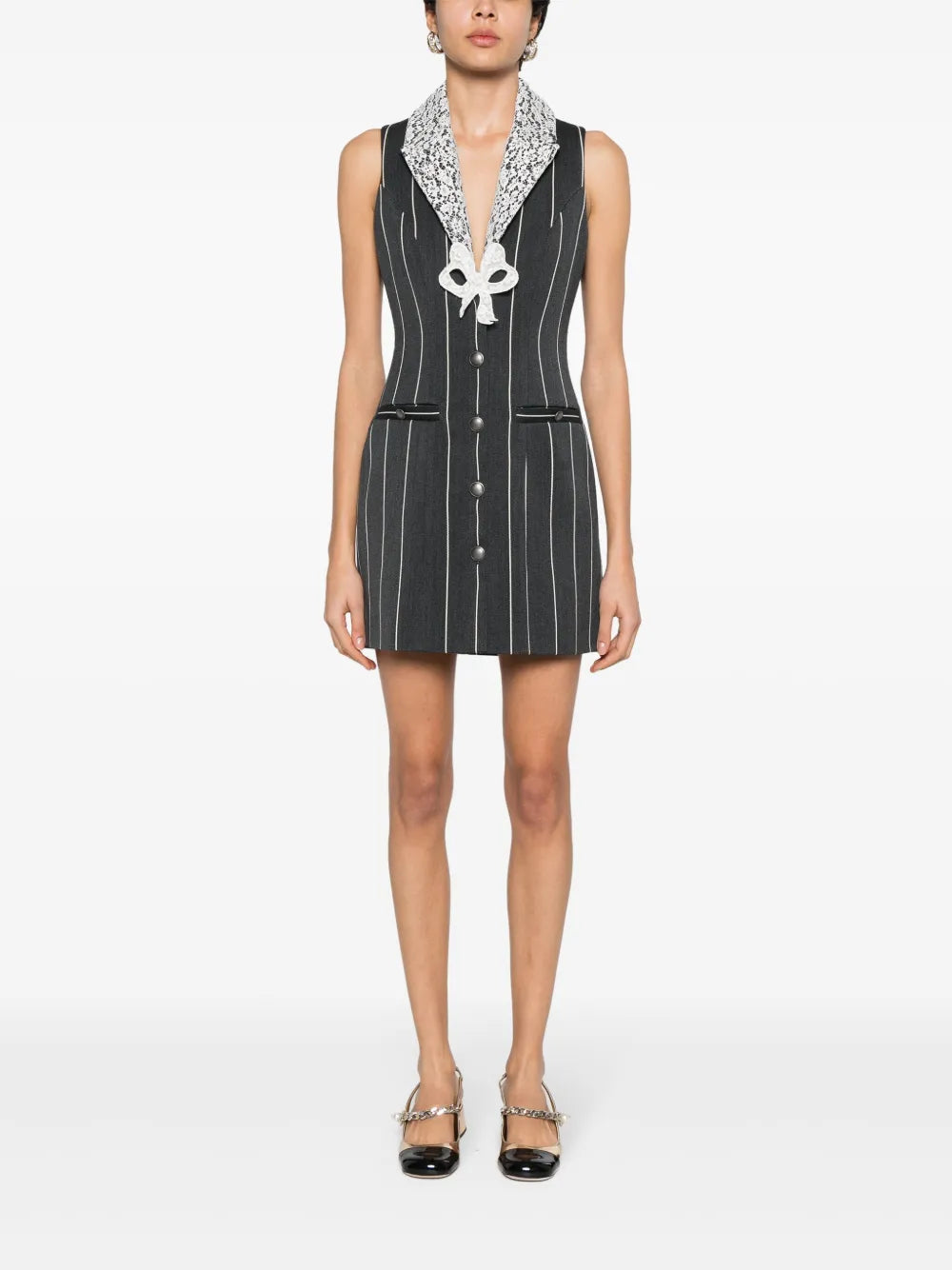 Sleeveless Pinstripe Mini Dress