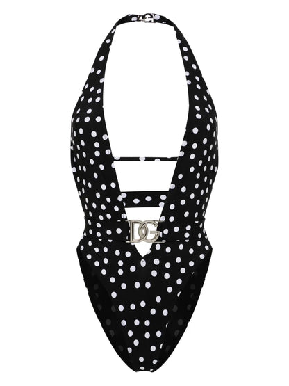 Polka Dot Belted Swimsuit