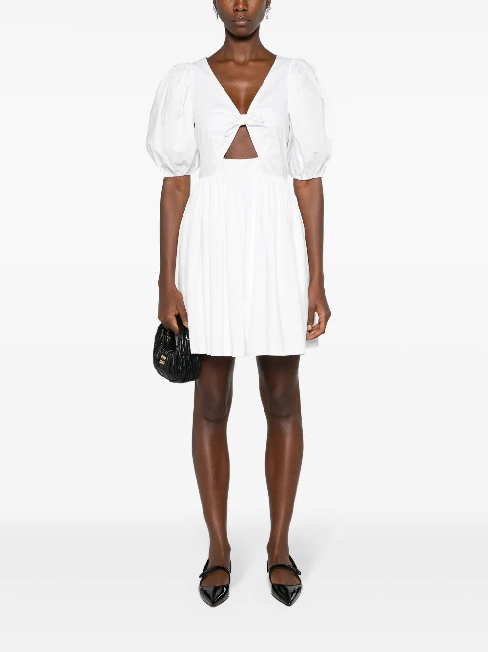 Ruched-Detail V-Neck Minidress
