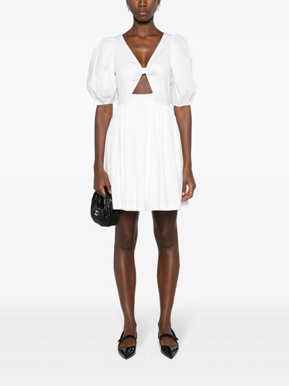 Ruched-Detail V-Neck Minidress