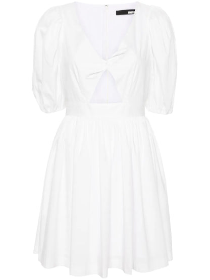 Ruched-Detail V-Neck Minidress