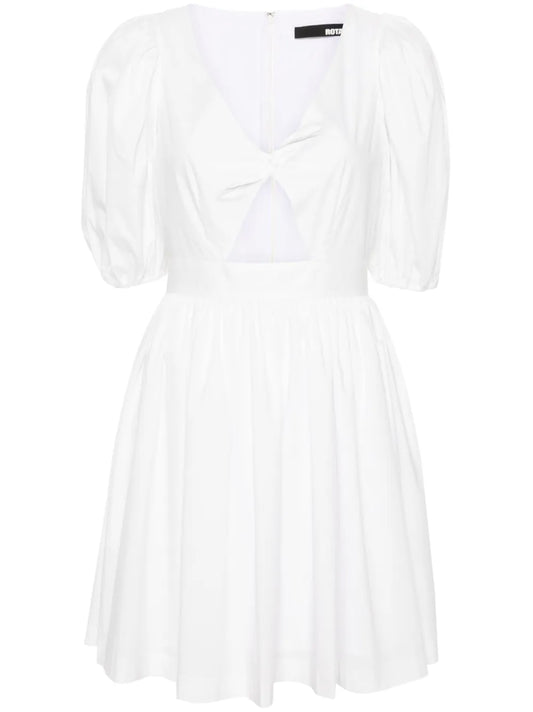 Ruched-Detail V-Neck Minidress