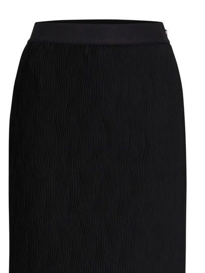 High-Waisted Plissé Midi Skirt