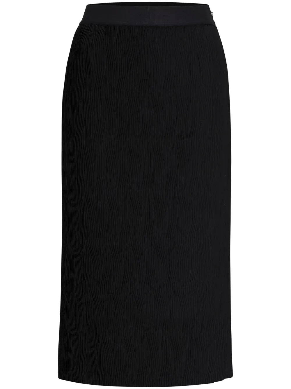 High-Waisted Plissé Midi Skirt