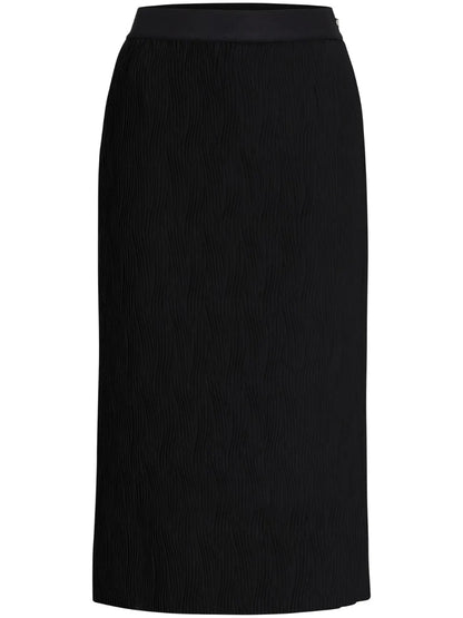 High-Waisted Plissé Midi Skirt