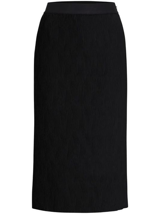 High-Waisted Plissé Midi Skirt