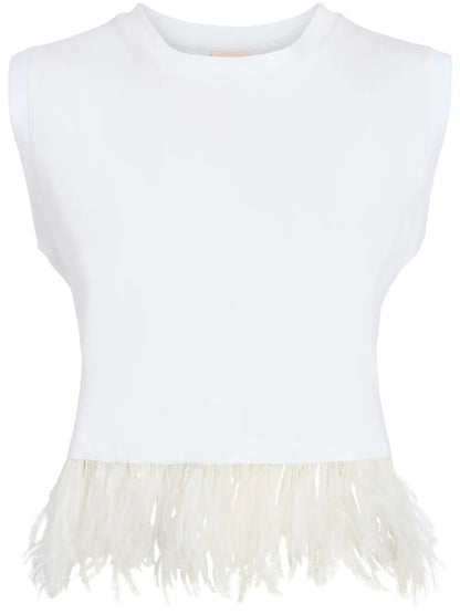 Feather-Trim Tank Top