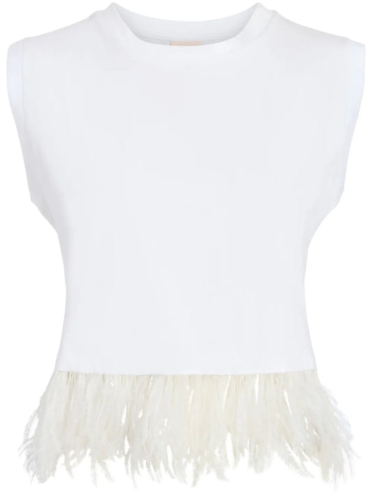 Feather-Trim Tank Top