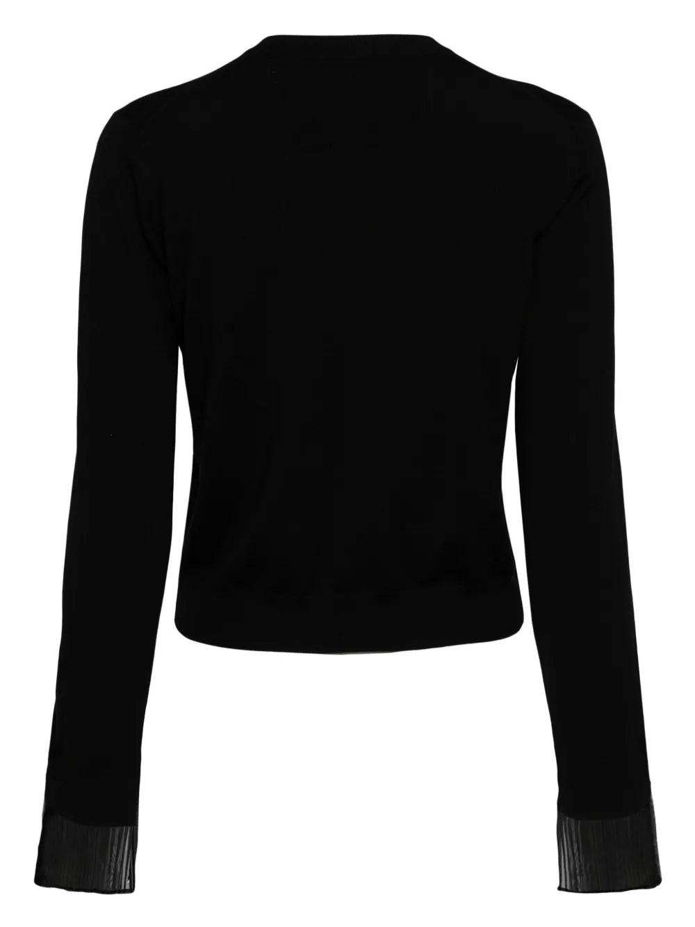 Pleat-Detail Button-Up Cardigan