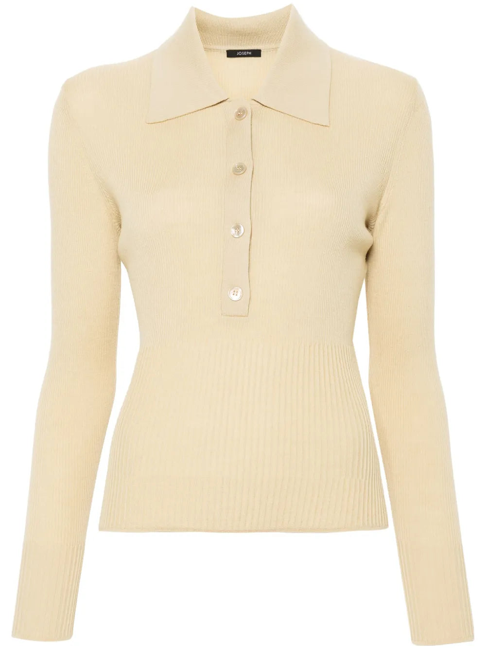 Ribbed Wool Polo Top