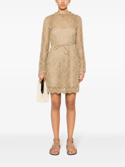 Open-Knit Lurex Mini Dress