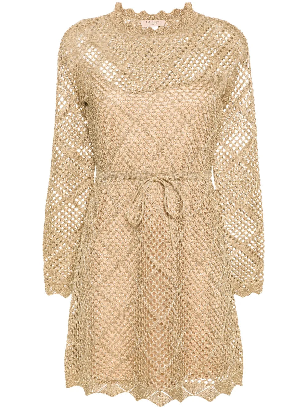 Open-Knit Lurex Mini Dress