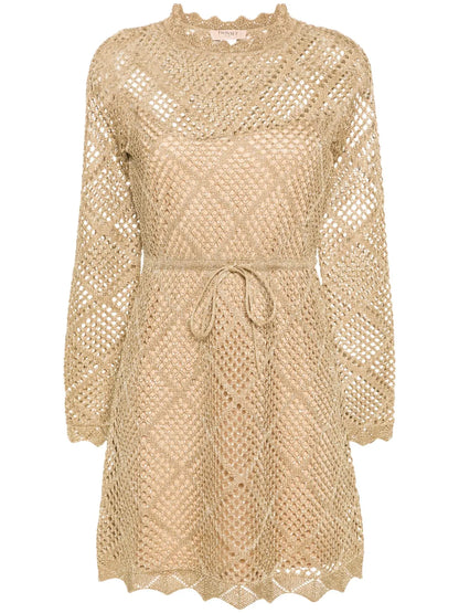 Open-Knit Lurex Mini Dress