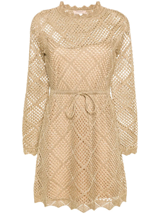 Open-Knit Lurex Mini Dress
