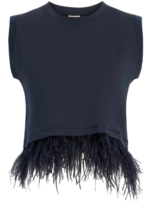 Feather-Trim Tank Top