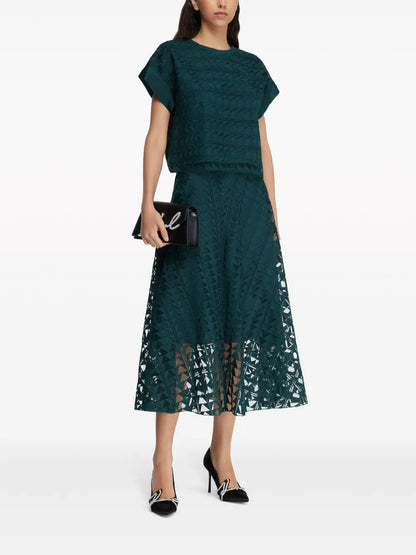 Layered Geometric-Lace Skirt