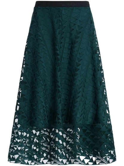 Layered Geometric-Lace Skirt