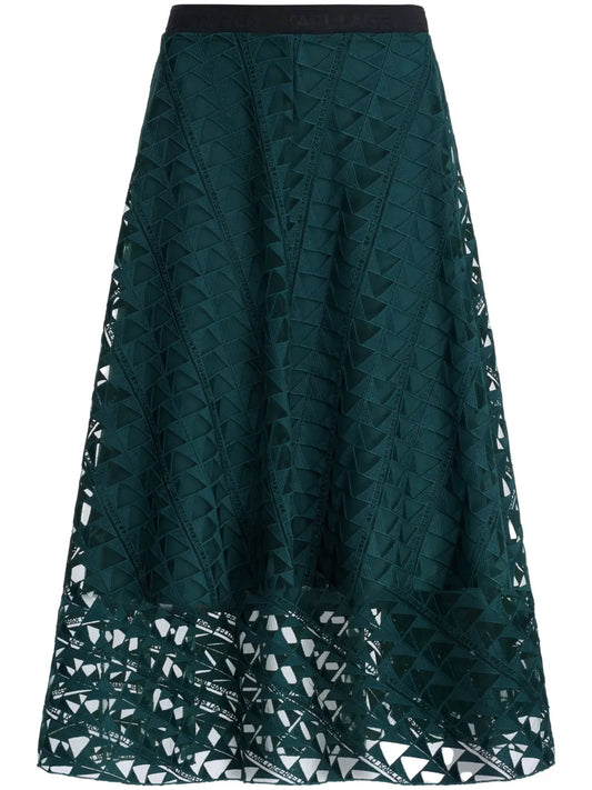 Layered Geometric-Lace Skirt