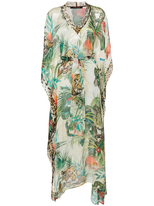Botanical-Print Maxi Dress